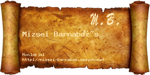 Mizsei Barnabás névjegykártya
